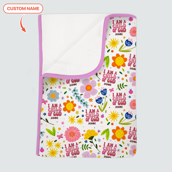 I Am A Child Of God Custom Name Girl Toddler Blanket