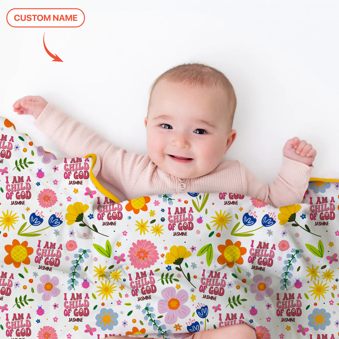I Am A Child Of God Custom Name Girl Toddler Blanket