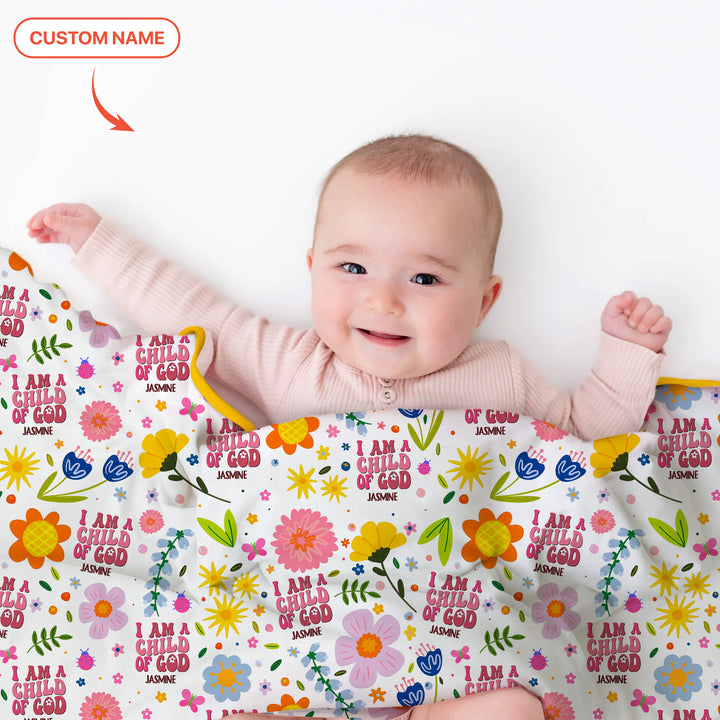 I Am A Child Of God Custom Name Girl Toddler Blanket