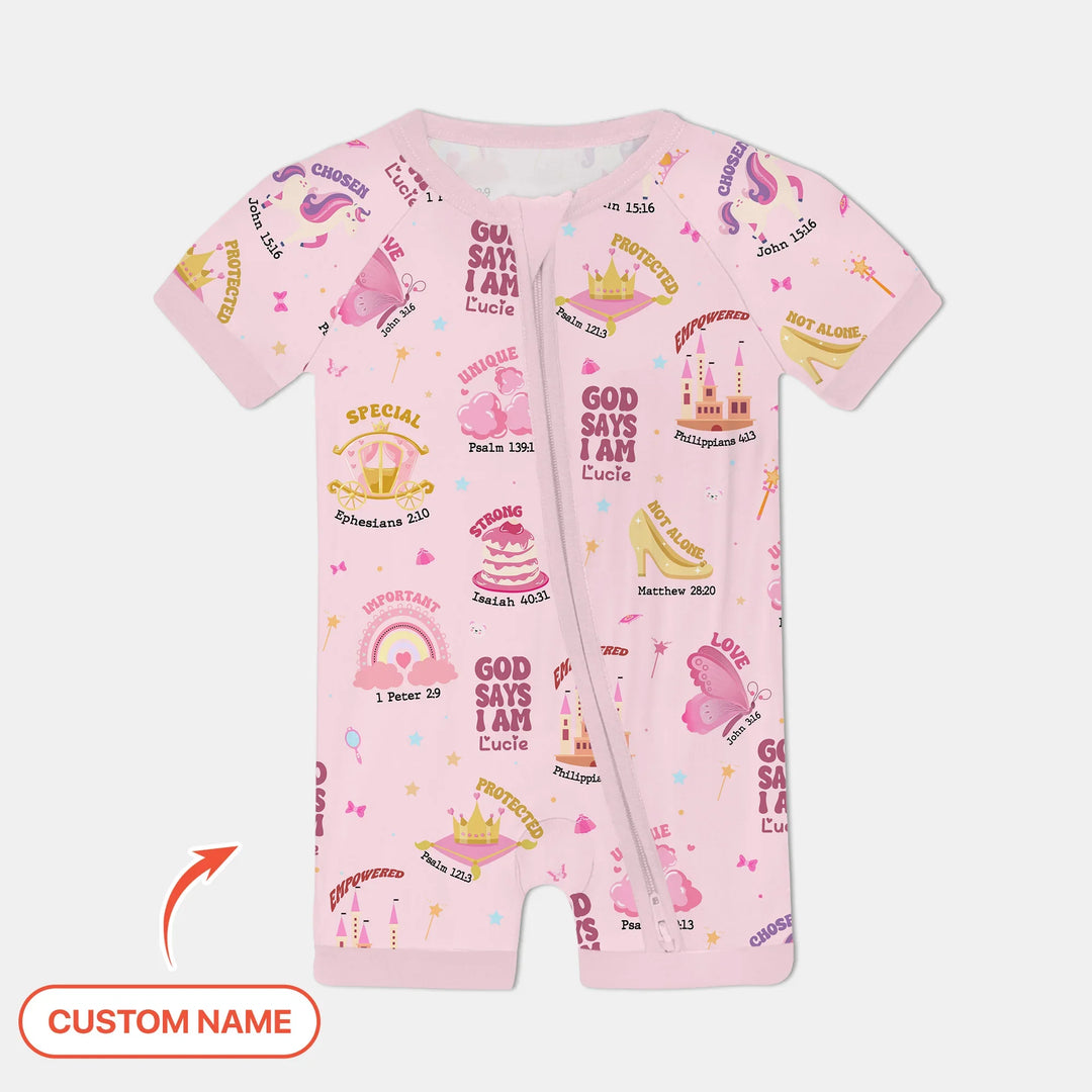 Custom Name God Says I Am Girl Shorty Zippy , Custom Name God Says I Am Girl Shorty Zippy - 0-3M