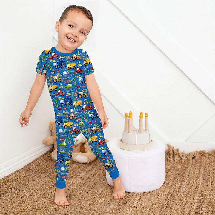 Build Your Own World Two Piece Short Sleeve Pajama Set , Build Your Own World Two Piece Short Sleeve Pajama Set - 12-18M / Yellow / Yellow