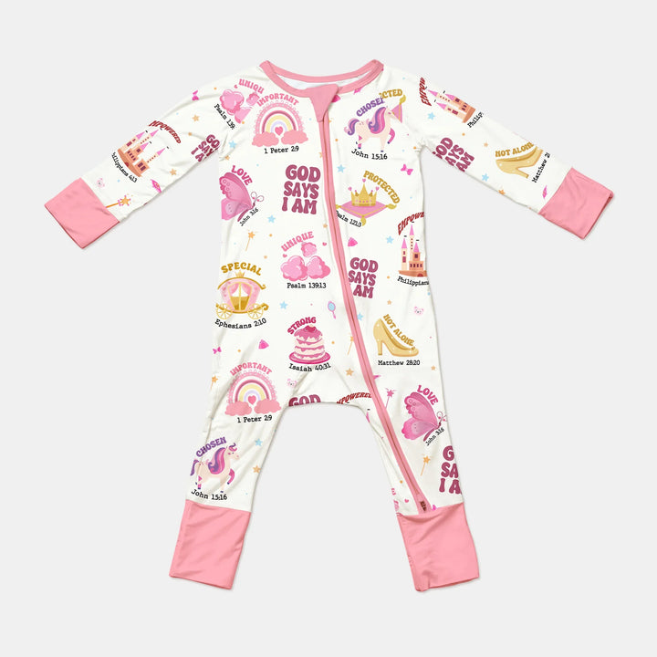 God Says I Am Girl Convertible Zippy , God Says I Am Girl Convertible Zippy - 0-3M / White/Pink