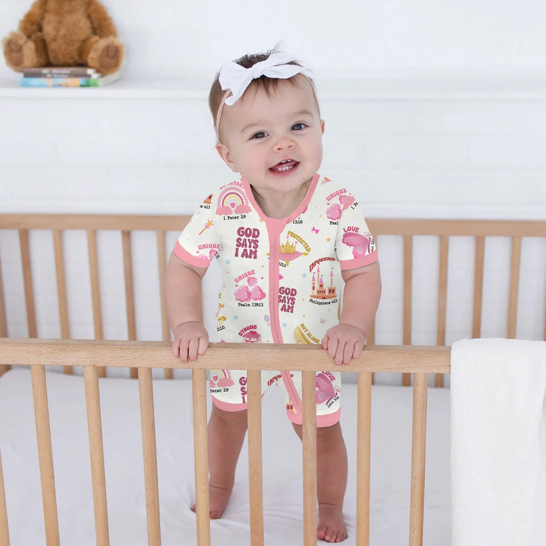 God Says I Am Girl Shorty Zippy , God Says I Am Girl Shorty Zippy - 0-3M / White