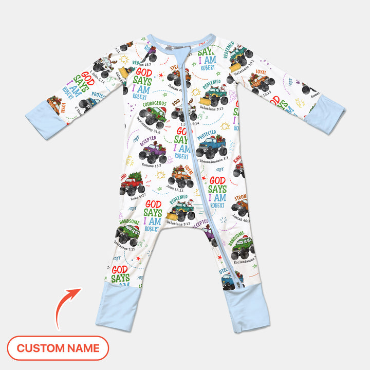 Personalized God Says I Am Christmas Monster Truck Convertible Zippy