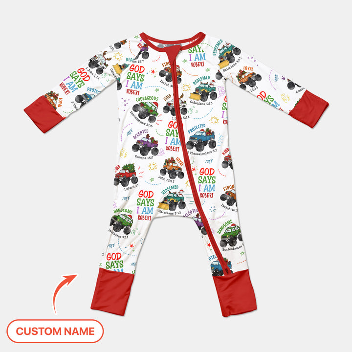 Personalized God Says I Am Christmas Monster Truck Convertible Zippy