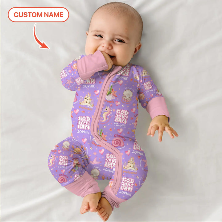 Mermaid God Says I Am Custom Name Convertible Zippy , Mermaid God Says I Am Custom Name Convertible Zippy - 0-3M