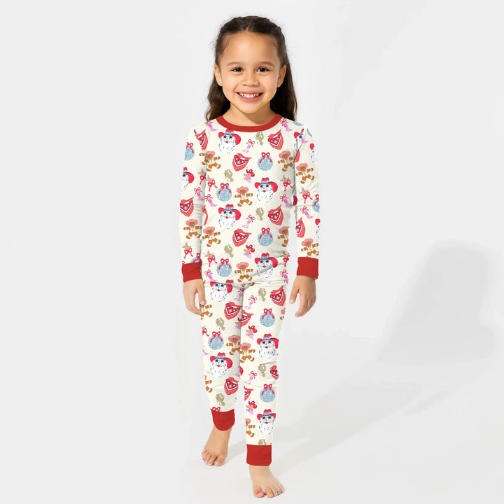 Lovely Western Christmas Girl Two Piece Long Sleeve Pajama Set , Lovely Western Christmas Girl Two Piece Long Sleeve Pajama Set - 12-18M