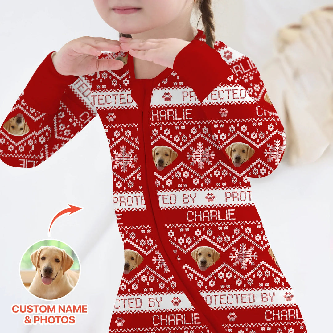 Custom Dog Photo Fair Isle Christmas Convertible Zippy , Custom Dog Photo Fair Isle Christmas Convertible Zippy - 0-3M