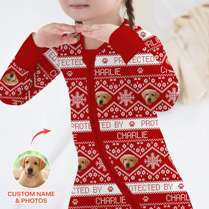 Custom Dog Photo Fair Isle Christmas Convertible Zippy , Custom Dog Photo Fair Isle Christmas Convertible Zippy - 0-3M