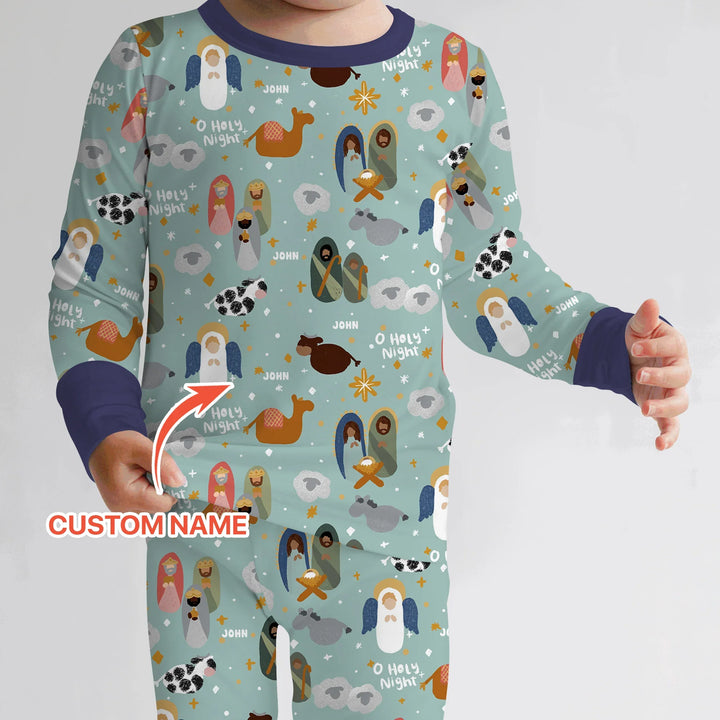 O Holy Night Custom Name Long Sleeve Pajama Set