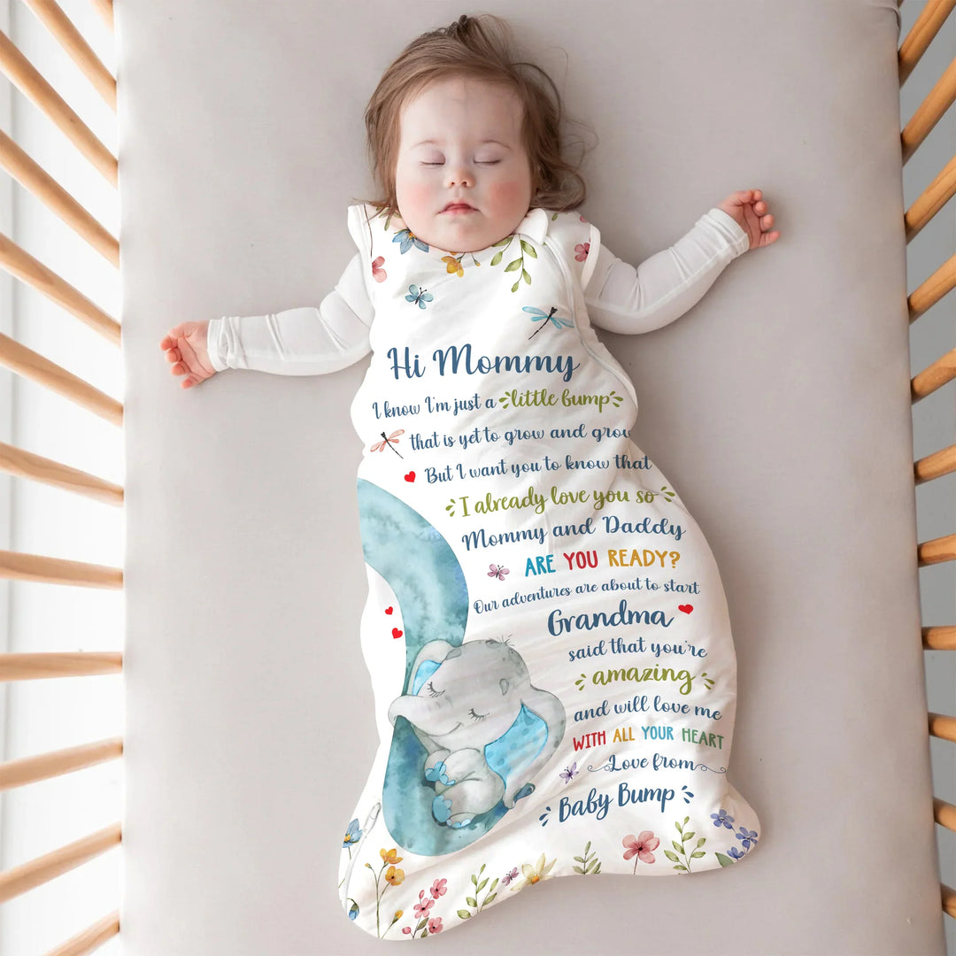 Custom Elephant Sleep Bag 1.0 TOG - Baby Shower Gift , Custom Elephant Sleep Bag 1.0 TOG - Baby Shower Gift - XS