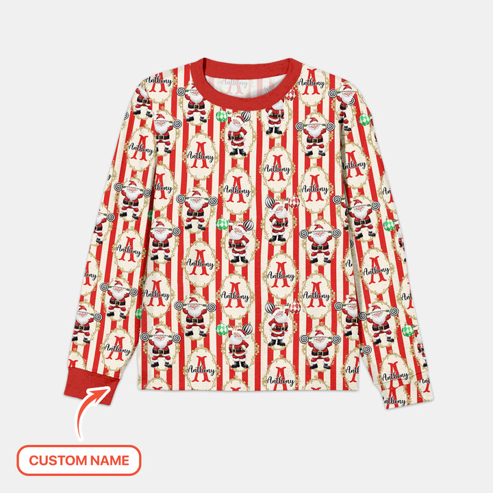 Custom Name Santa Stripes Men's Pajama Set