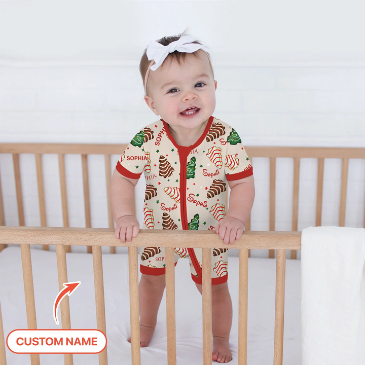 Christmas Tree Cake Custom Name Shorty Zippy , Christmas Tree Cake Custom Name Shorty Zippy - 0-3M