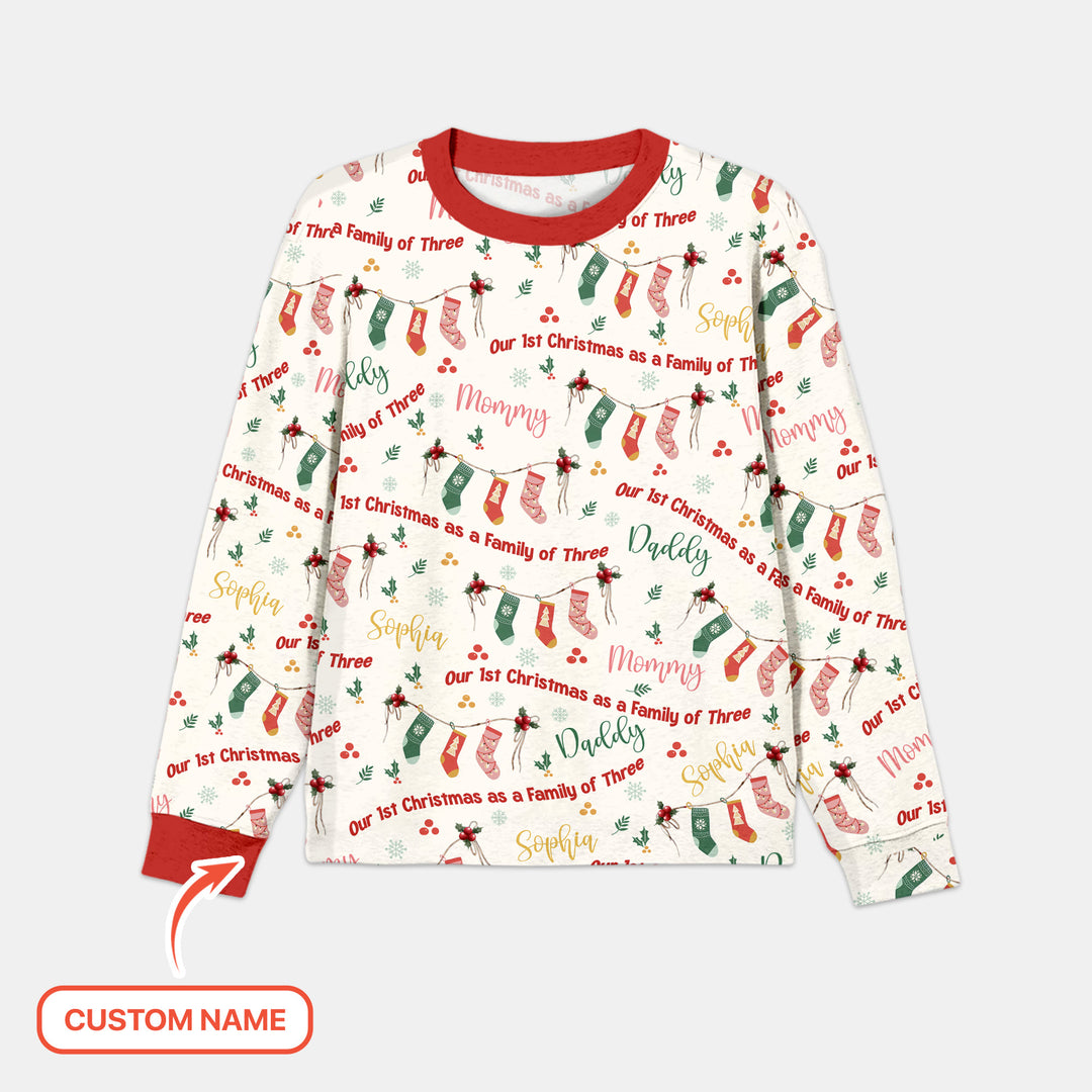 Custom Name Family Christmas Stockings Men's Pajama Set