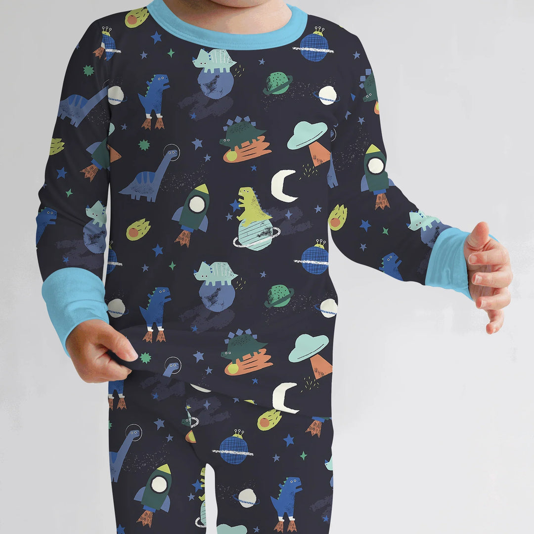 Dinosaurs Astronauts Two Piece Long Sleeve Pajama Set