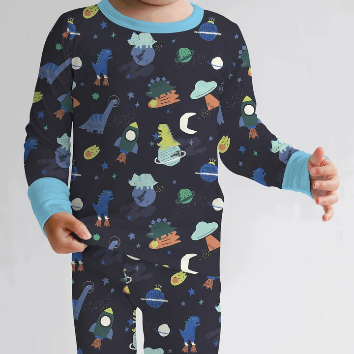 Dinosaurs Astronauts Two Piece Long Sleeve Pajama Set