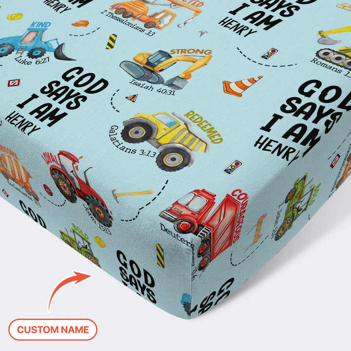 God Says I Am Boy Fitted Crib Sheet , God Says I Am Boy Fitted Crib Sheet - Default Title