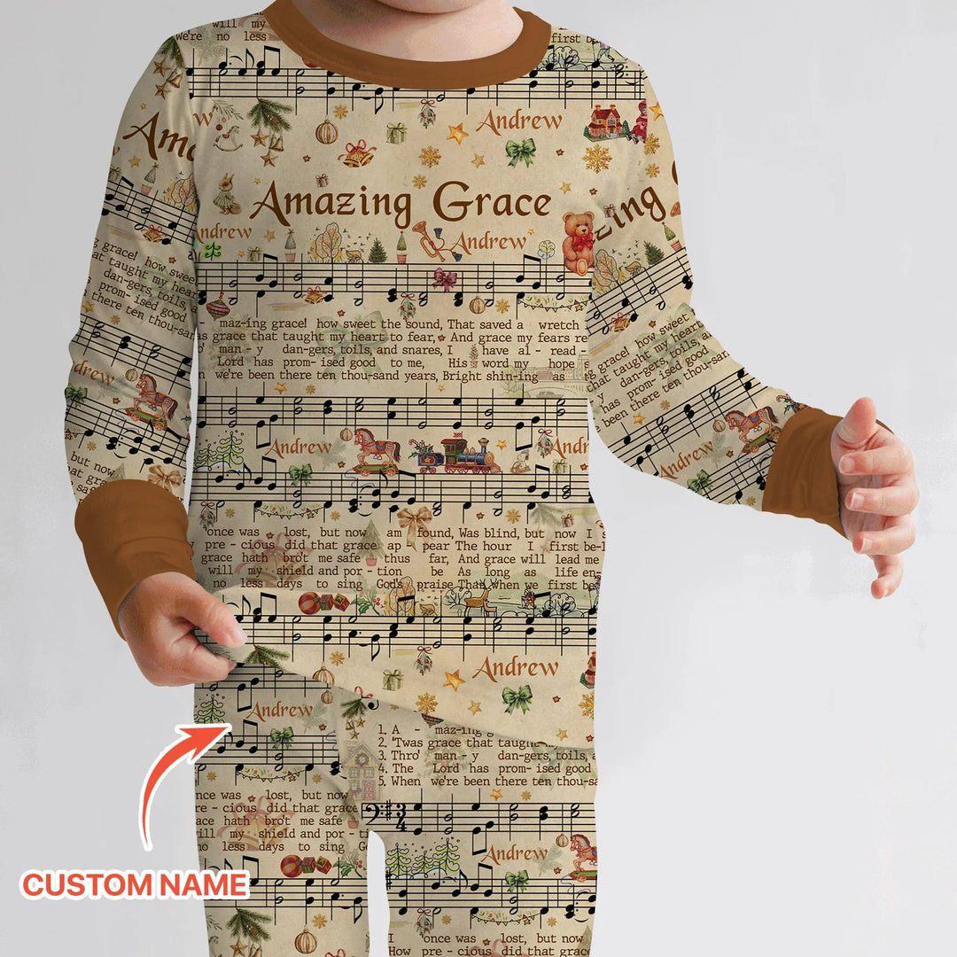 Amazing Grace Custom Name Two Piece Long Sleeve Pajama Set