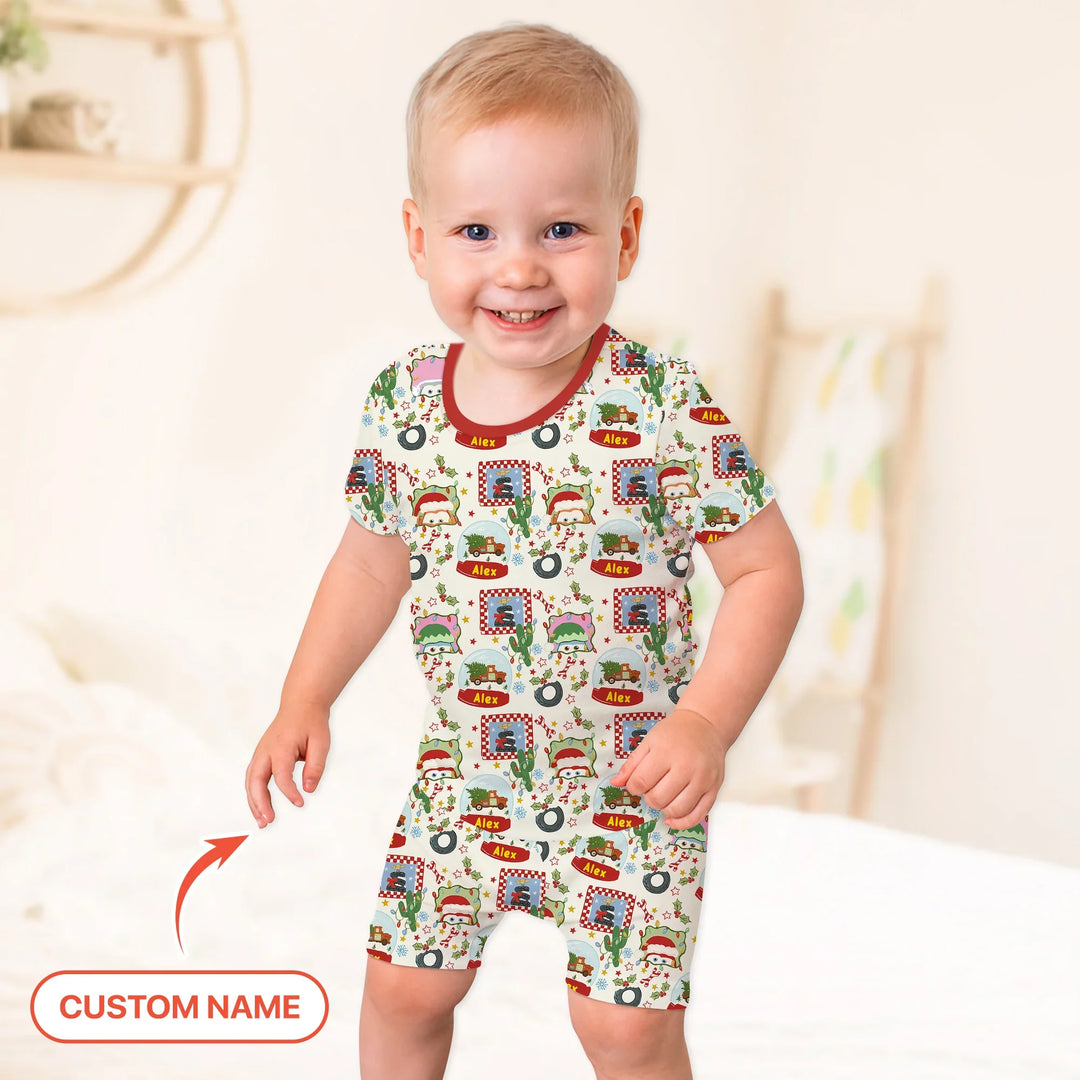 Zweiteiliges Pyjama-Set mit kurzen Ärmeln und Shorts im Sommer-Design