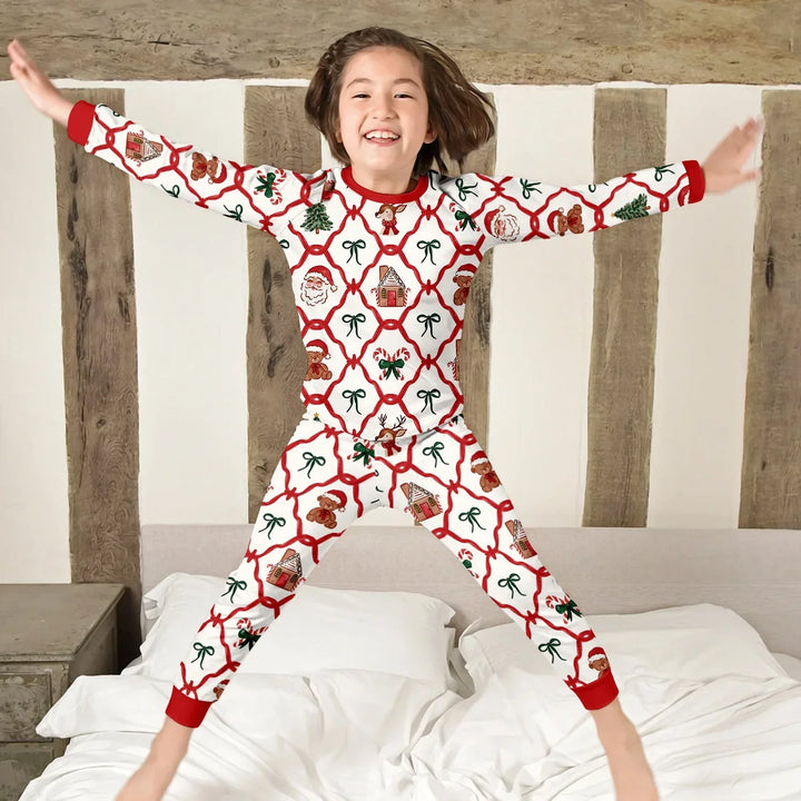 Vintage Christmas Two Piece Long Sleeve Pajama Set , Vintage Christmas Two Piece Long Sleeve Pajama Set - 12-18M
