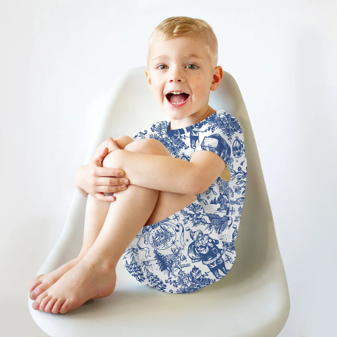 Family Christmas Chinoiserie Pajama Two Piece Short Sleeve Shorts Pajama Set , Family Christmas Chinoiserie Pajama Two Piece Short Sleeve Shorts Pajama Set - 12-18M