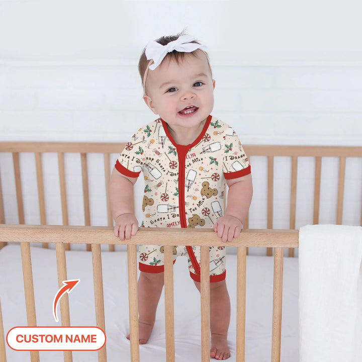 Custom Name Sorry Santa I Drank The Milk Shorty Zippy , Custom Name Sorry Santa I Drank The Milk Shorty Zippy - 0-3M