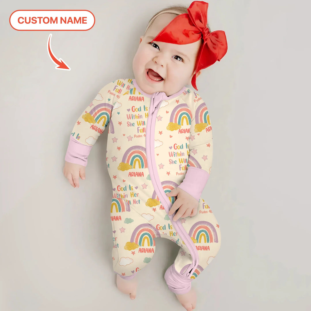 God Is Within Her She Will Not Fall Custom Name Convertible Zippy , God Is Within Her She Will Not Fall Custom Name Convertible Zippy - 0-3M