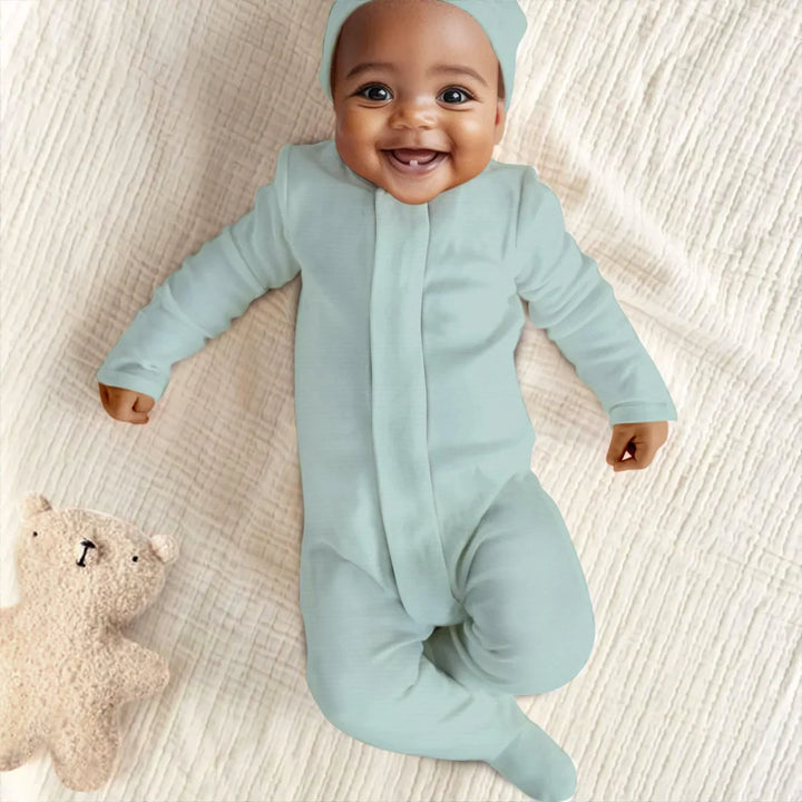 Sage Magnetic Footie Romper , Sage Magnetic Footie Romper - Newborn