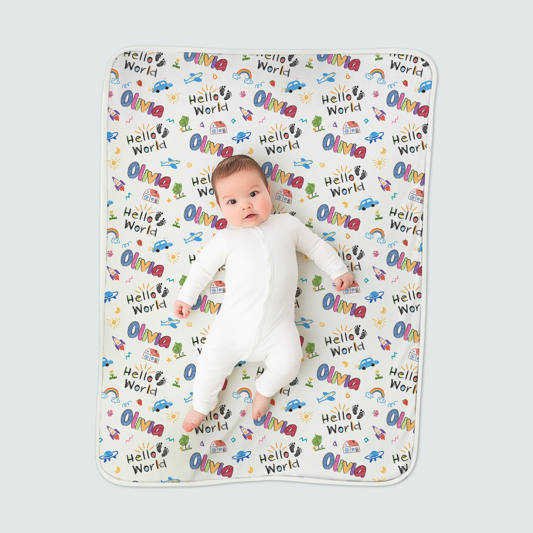 Custom Name "Hello World" - Toddler Blanket , Custom Name "Hello World" - Toddler Blanket - Default Title
