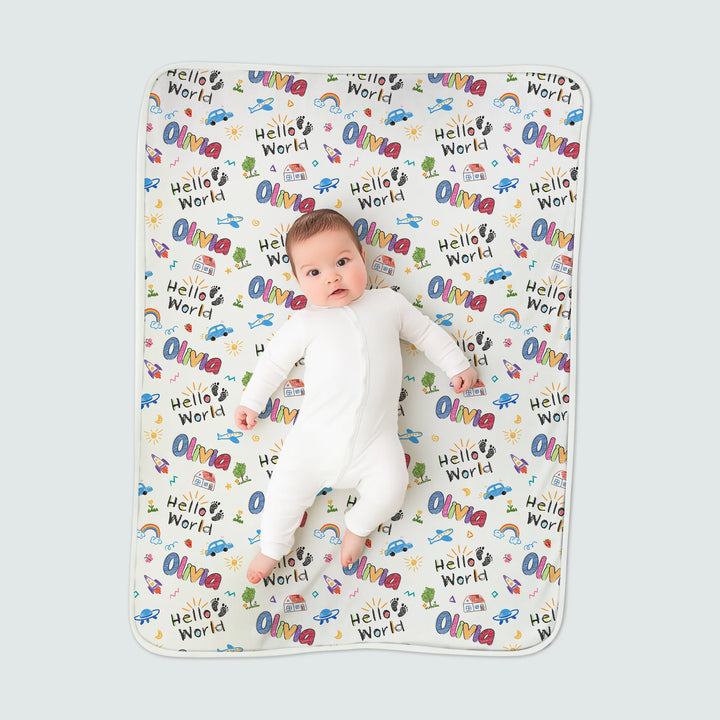 Custom Name "Hello World" - Toddler Blanket , Custom Name "Hello World" - Toddler Blanket - Default Title