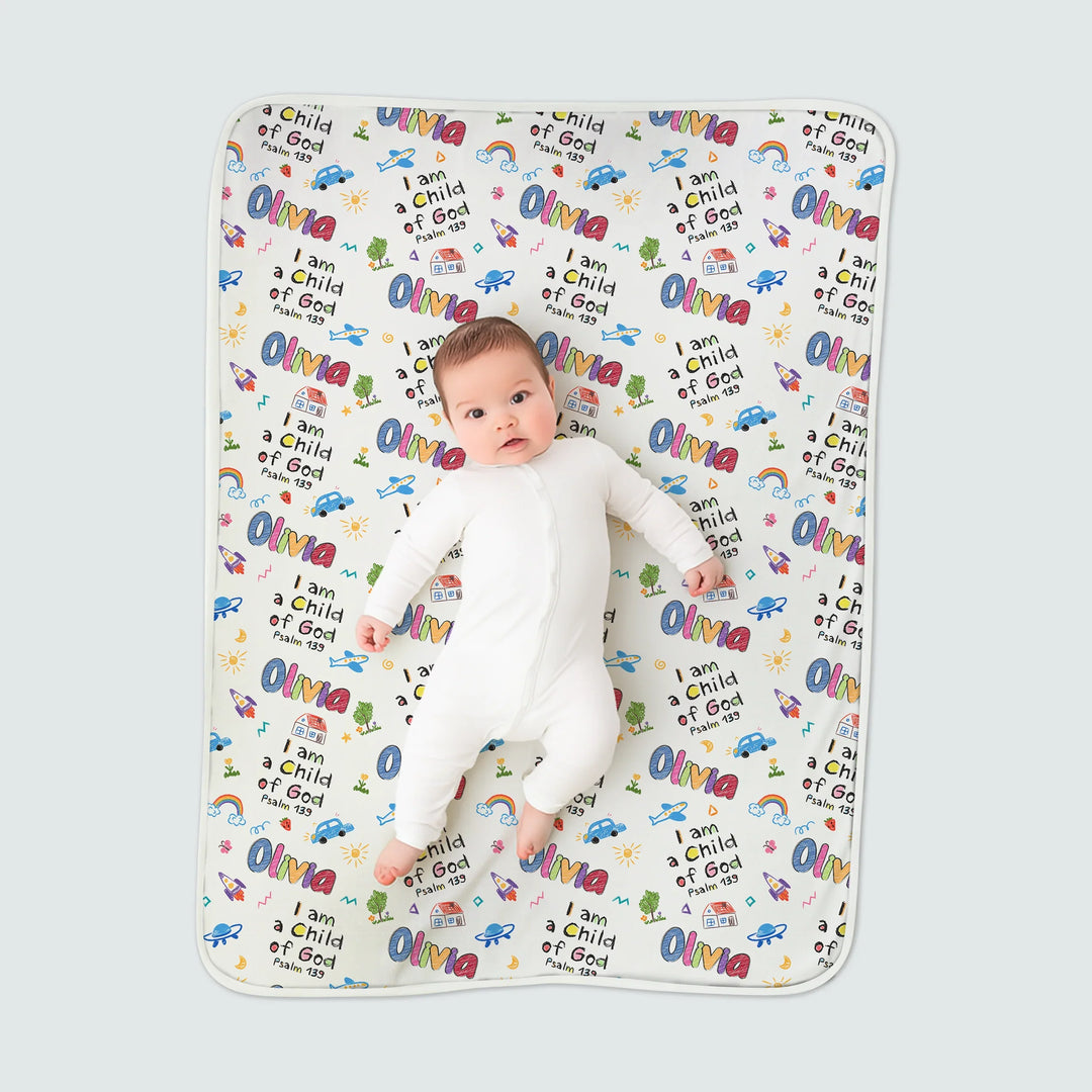Custom Name "I am a Child of God" - Toddler Blanket , Custom Name "I am a Child of God" - Toddler Blanket - Default Title