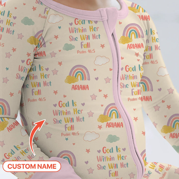 God Is Within Her She Will Not Fall Custom Name Convertible Zippy , God Is Within Her She Will Not Fall Custom Name Convertible Zippy - 0-3M