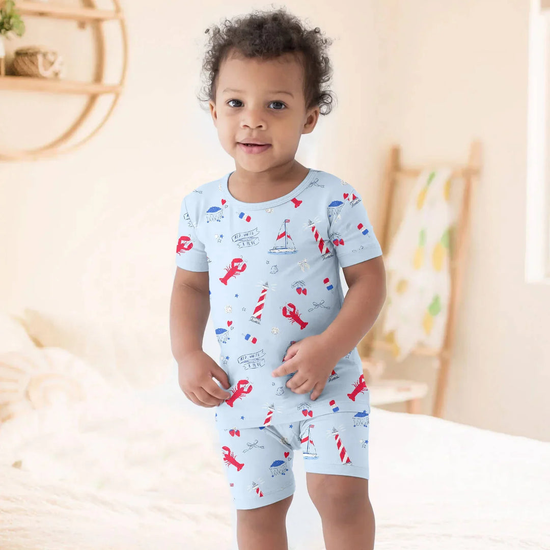 East Coast Two Piece Short Sleeve Shorts Pajama Set , East Coast Two Piece Short Sleeve Shorts Pajama Set - 12-18M