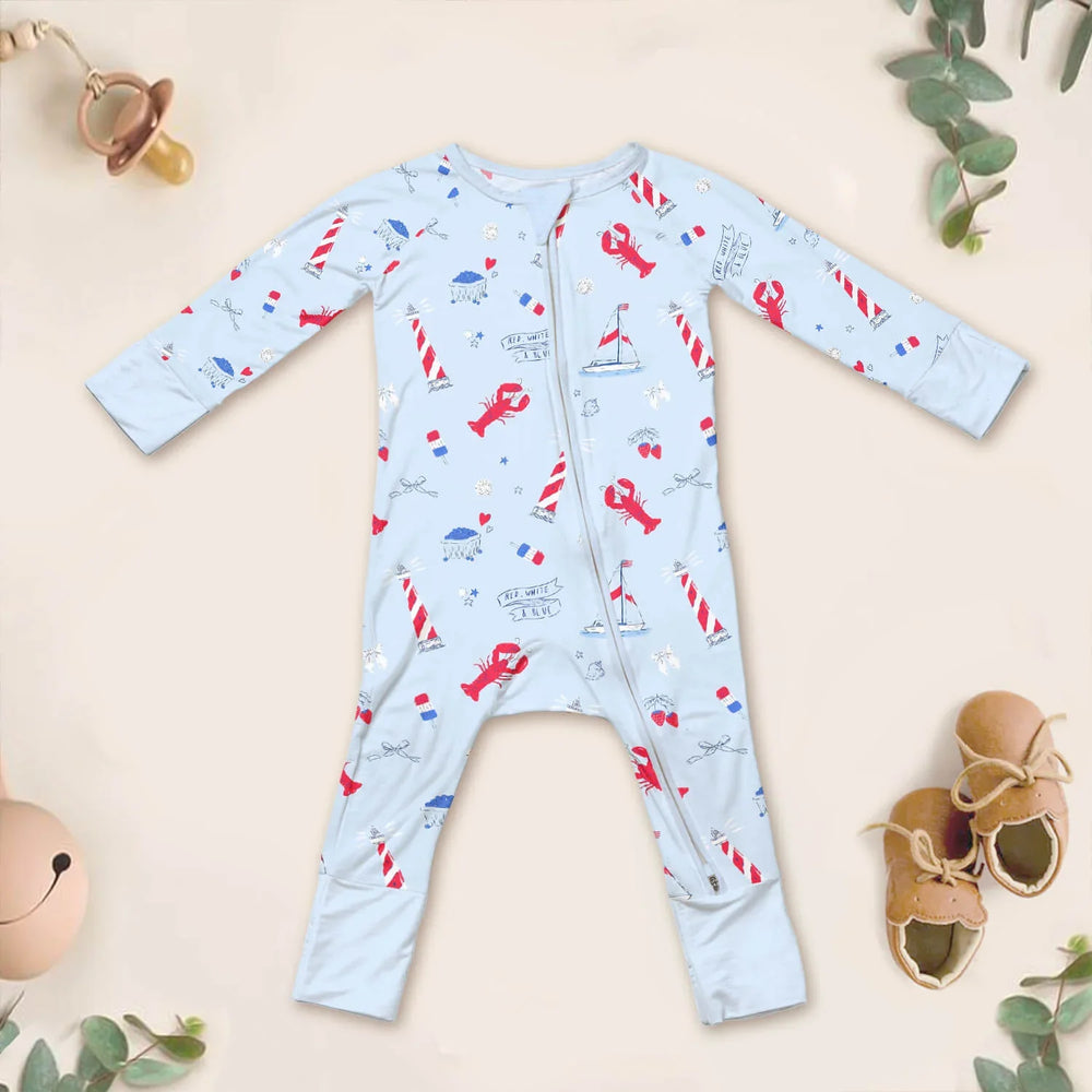 East Coast Convertible Zippered Romper , East Coast Convertible Zippered Romper - Newborn