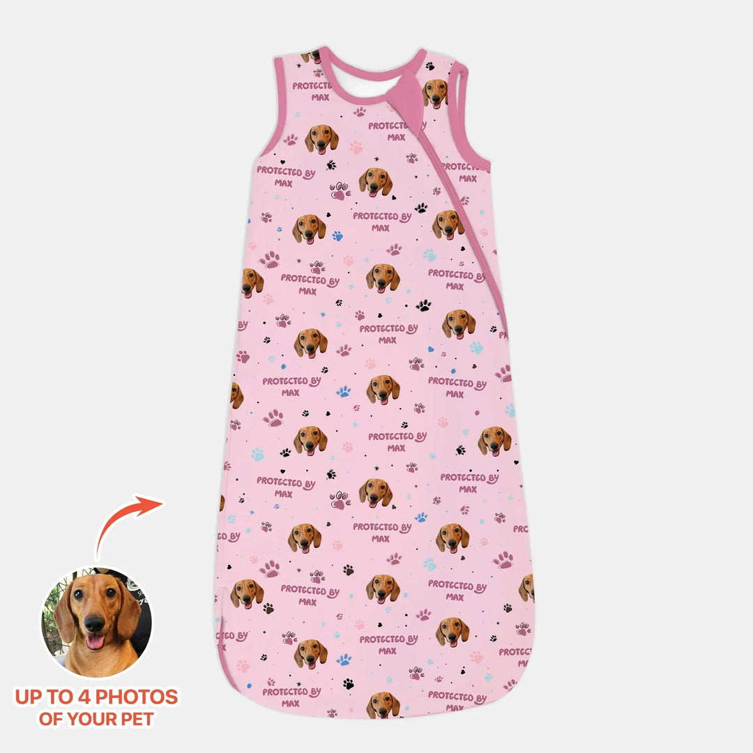 Custom Dog Photos "Protected By" Pawfect Blue Sleep Bag , Custom Dog Photos "Protected By" Pawfect Blue Sleep Bag - XS / 0.5 TOG