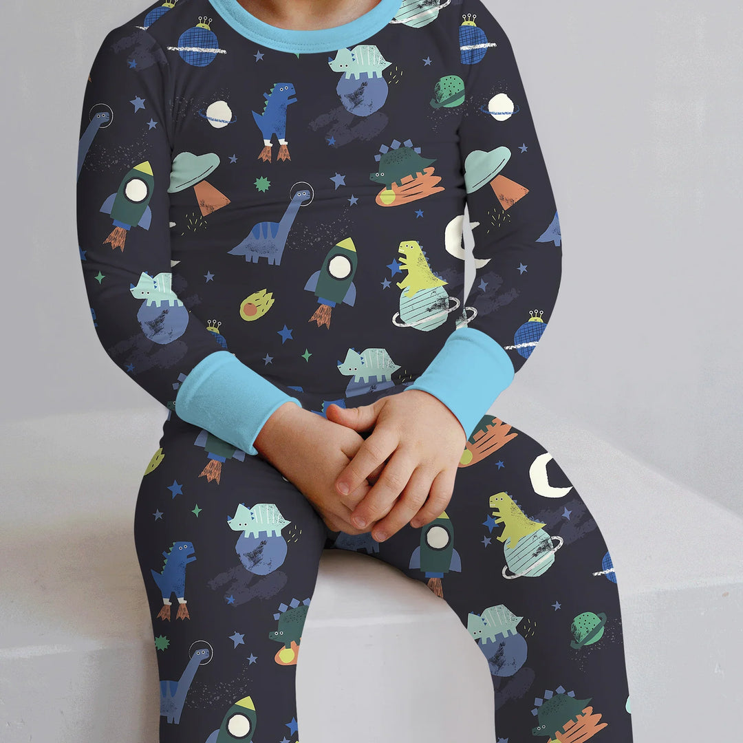 Dinosaurs Astronauts Two Piece Long Sleeve Pajama Set