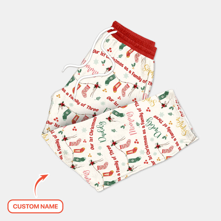 Custom Name Family Christmas Stockings Men's Pajama Set