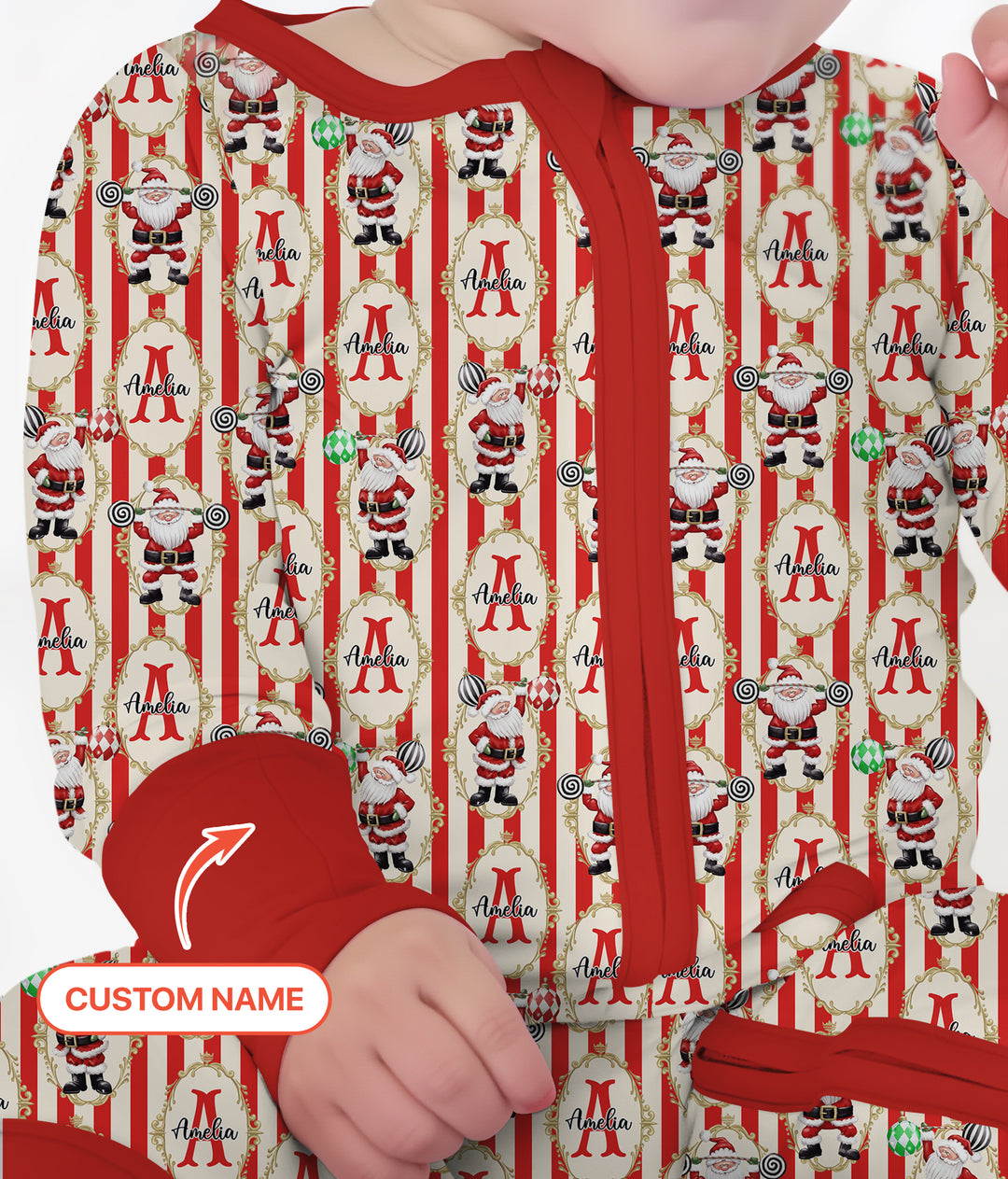 Custom Name Santa Stripes Convertible Zippy