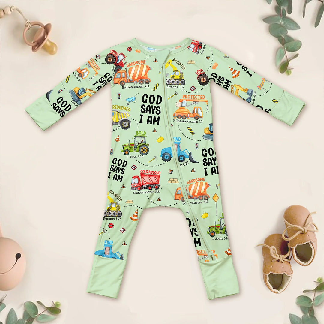 God Says I Am Boy Convertible Zippy , God Says I Am Boy Convertible Zippy - 0-3M / Green