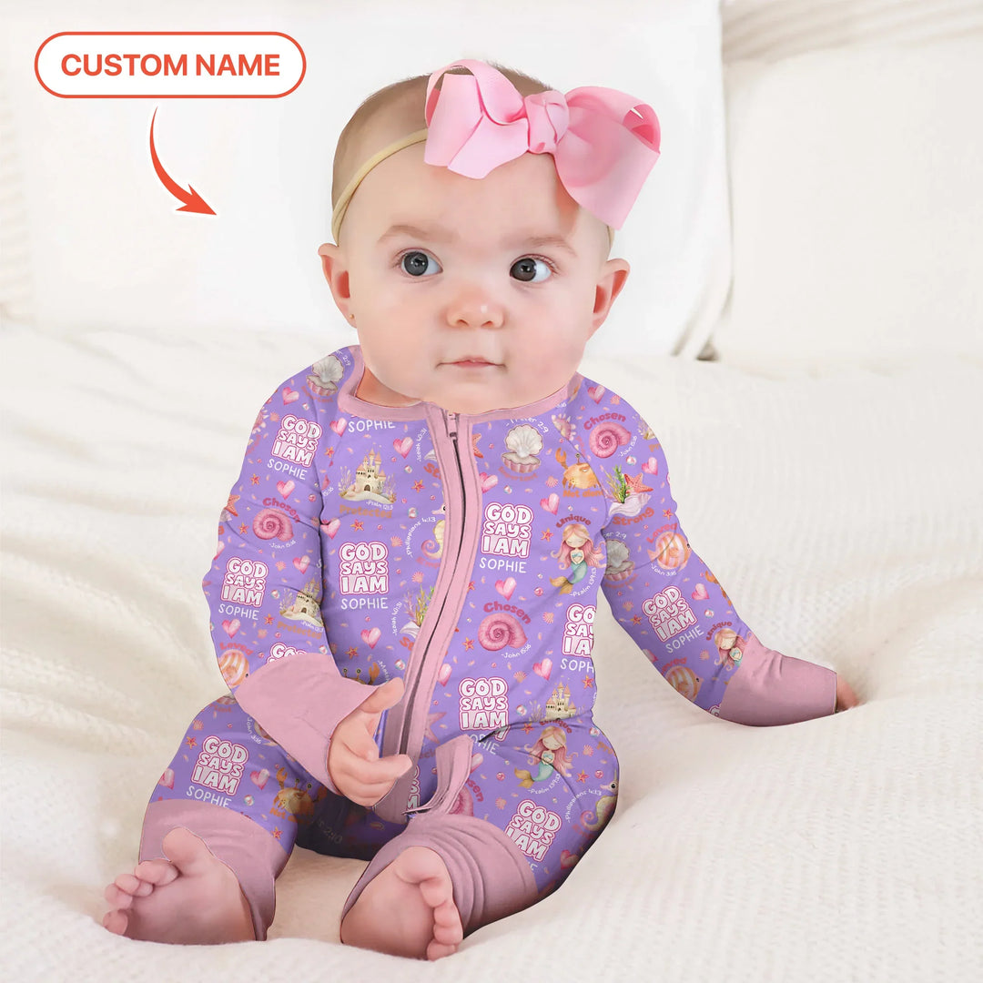 Mermaid God Says I Am Custom Name Convertible Zippy , Mermaid God Says I Am Custom Name Convertible Zippy - 0-3M