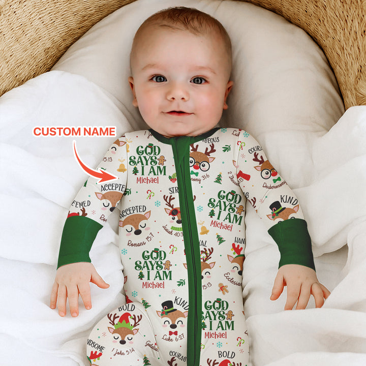 Santa’s Reindeer God Says I Am Custom Name Convertible Zippy