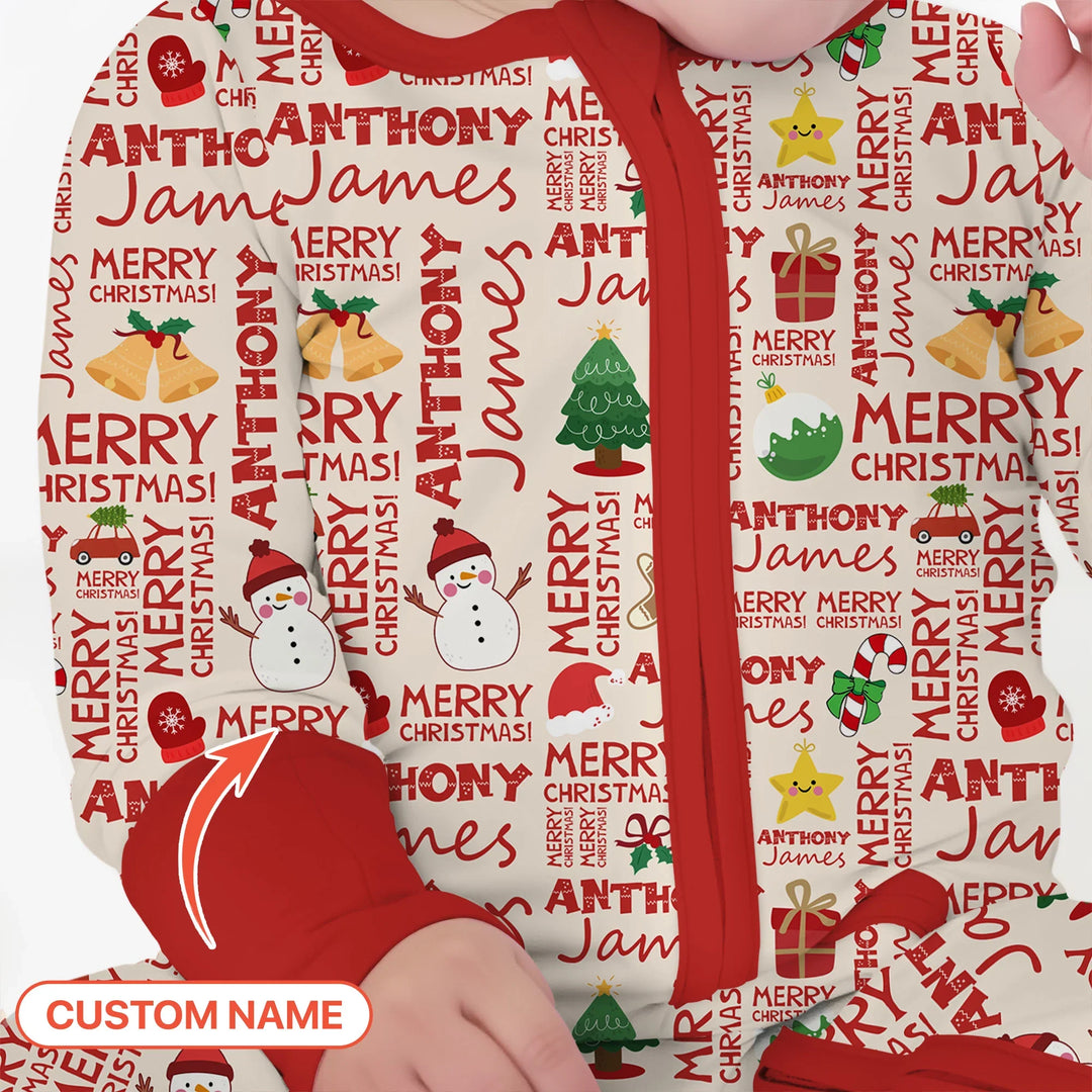 Custom Name Merry Christmas Convertible Zippy , Custom Name Merry Christmas Convertible Zippy - 0-3M