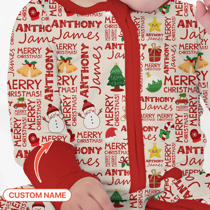 Custom Name Merry Christmas Convertible Zippy , Custom Name Merry Christmas Convertible Zippy - 0-3M