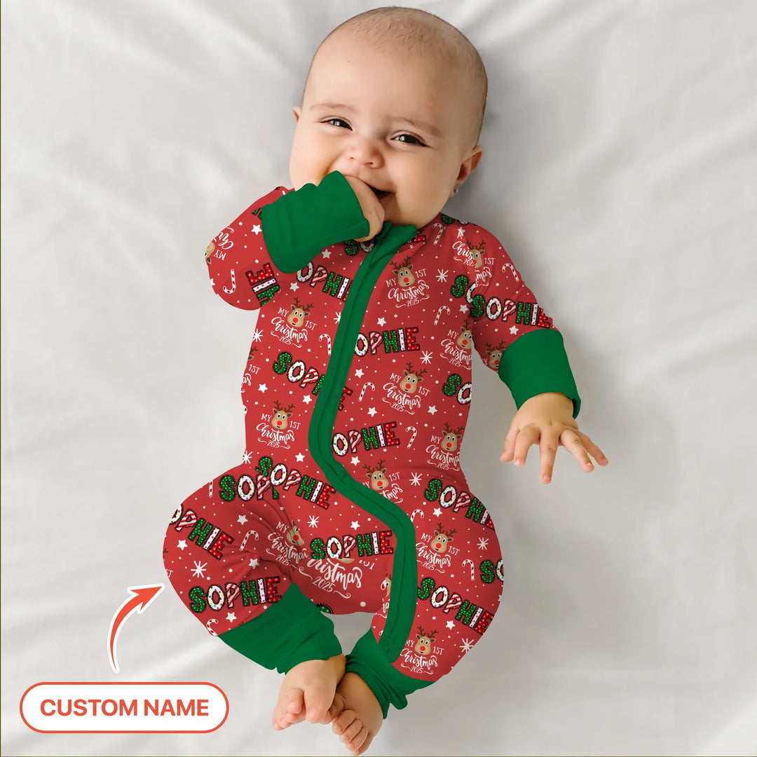 Custom Name "My First Christmas 2025" Convertible Zippy , Custom Name "My First Christmas 2025" Convertible Zippy - 0-3M