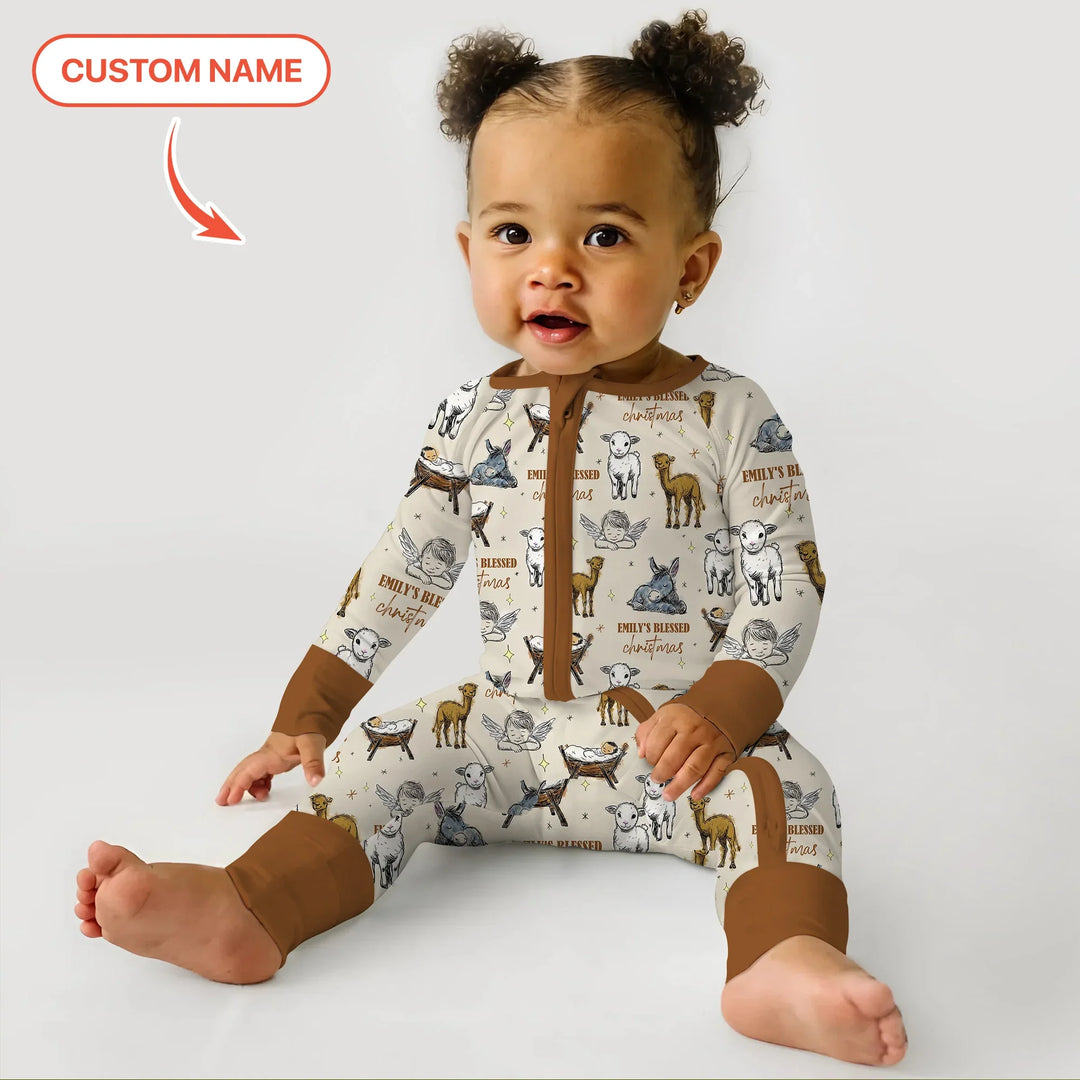 Custom Name Baby Blessed Christmas Convertible Zippy , Custom Name Baby Blessed Christmas Convertible Zippy - 0-3M