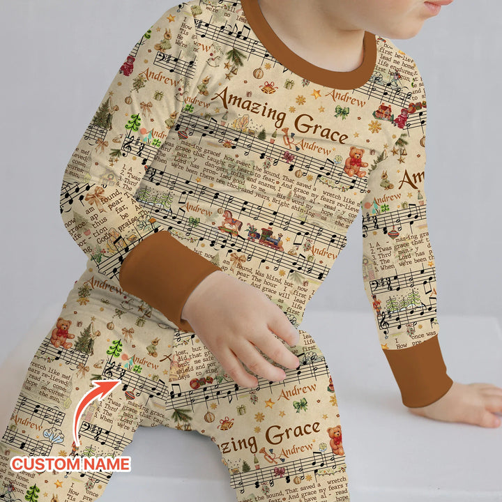 Amazing Grace Custom Name Two Piece Long Sleeve Pajama Set