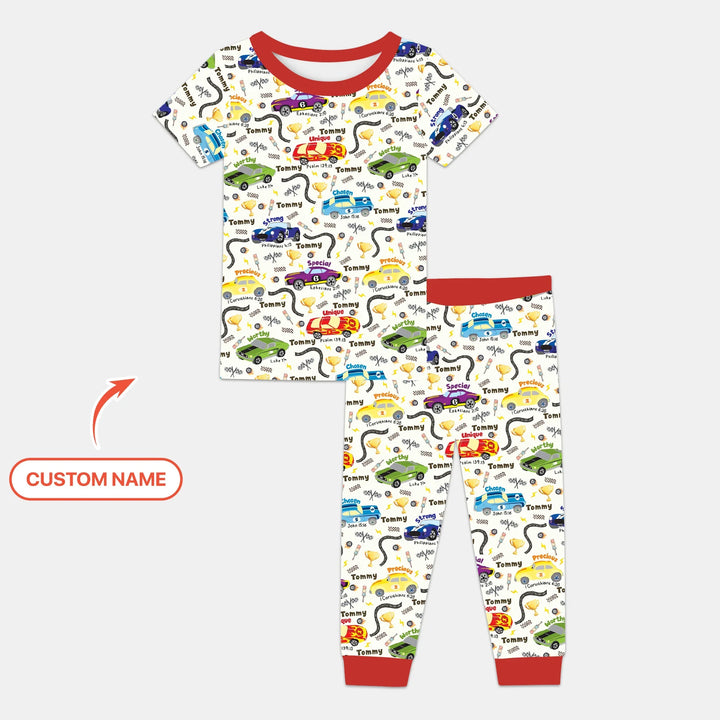 Racing Fun God Says I Am Custom Name Two Piece Short Sleeve Pajama Set , Racing Fun God Says I Am Custom Name Two Piece Short Sleeve Pajama Set - 12-18M