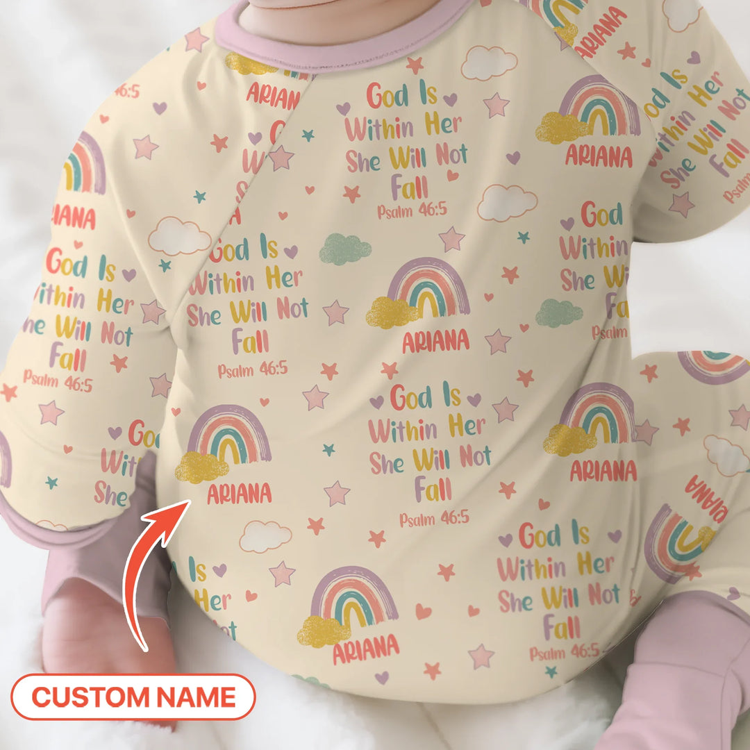 God Is Within Her She Will Not Fall Custom Name Convertible Zippy , God Is Within Her She Will Not Fall Custom Name Convertible Zippy - 0-3M