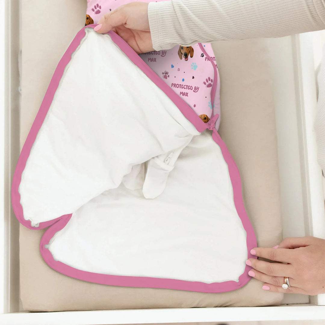 Custom Dog Photos "Protected By" Pawfect Pink Sleep Bag , Custom Dog Photos "Protected By" Pawfect Pink Sleep Bag - XS / 0.5 TOG