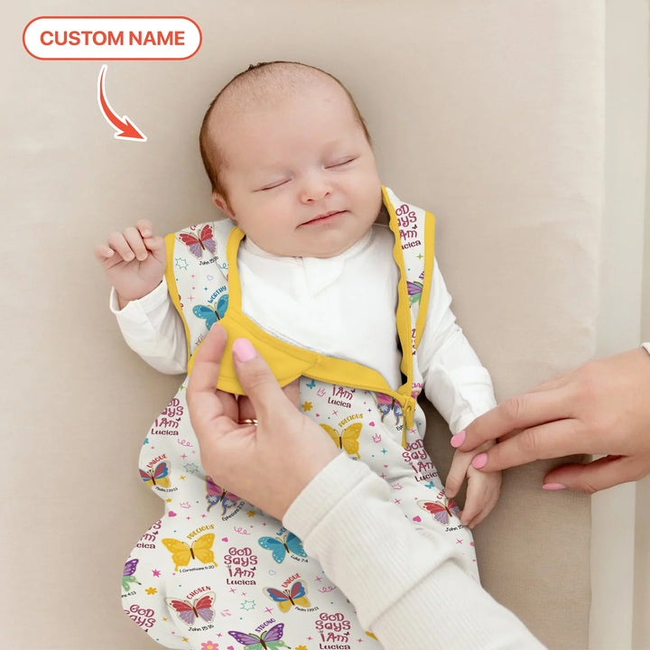 God Says I Am Custom Name Girl Sleep Bag 1.0 , God Says I Am Custom Name Girl Sleep Bag 1.0 - XS